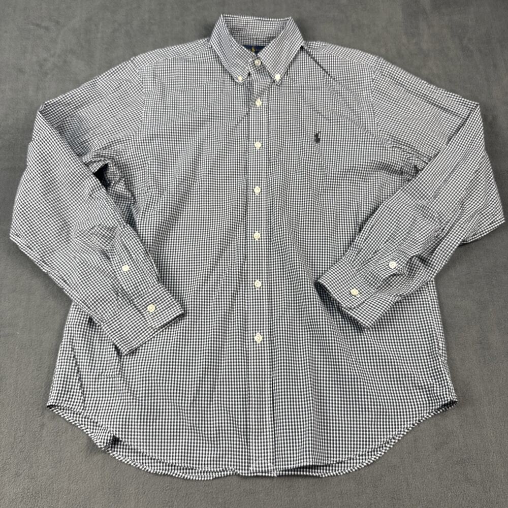Ralph Lauren Blake Mens Cotton Blue Check Long Sleeve Button Down Shirt Large